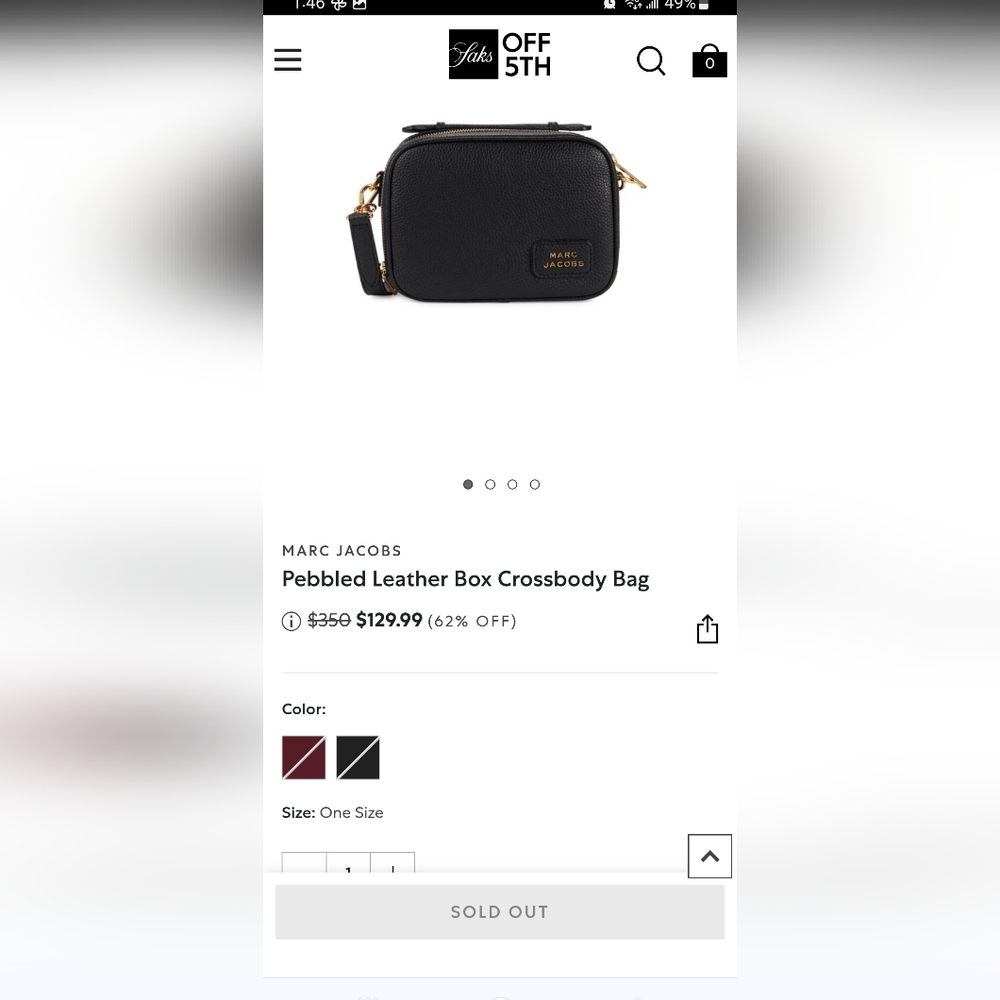 Marc Jacobs Black Pebbled Leather  Bag